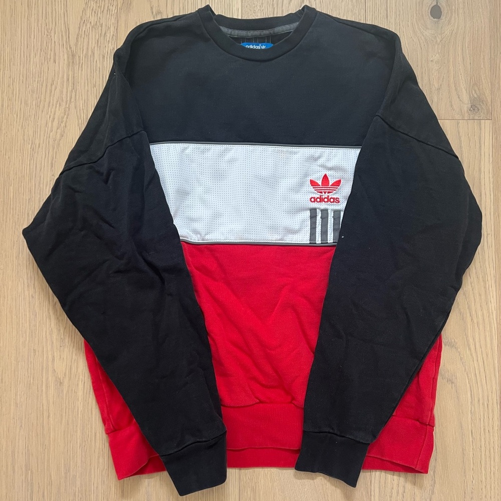 Adidas Men's Tri-Color Crewneck Sweater